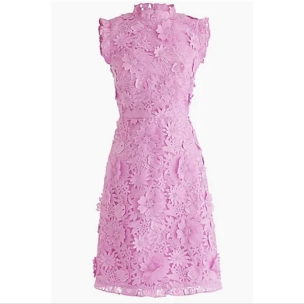 NWT J. Crew Floral Applique Dress Open Back Pink Sleeveless Event Cocktail